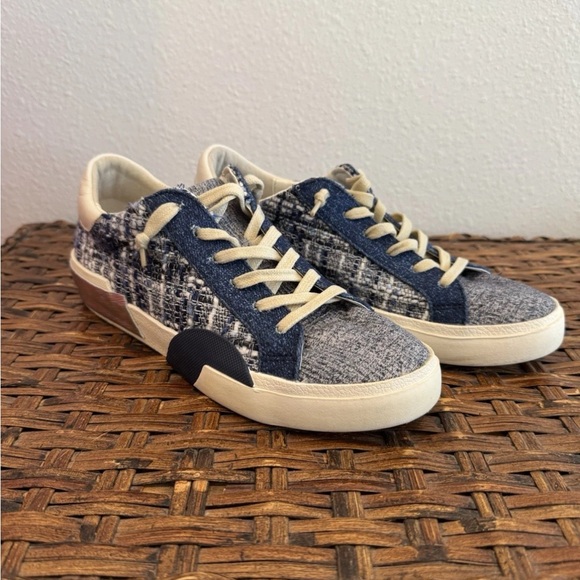 Dolce Vita Shoes - Dolce Vita Womens Zina Woven Lace Up Sneaker Size 7.5 Blue Silver Slip On